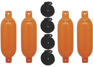 Extreme Max - Boattector Inflatable Fender 6.5in X 22in Neon Orange(value Pack Of 4) - 3006.7641