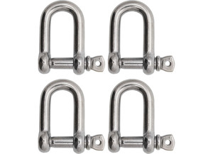 Extreme Max - Boattector Stainless Steel D Shackle 1/4in 4pack - 3006.8237.4