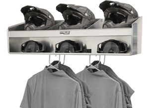 Extreme Max - Triple Helmet Bay Aluminum Cabinet Organizer For Enclosed Race Trailer Shop Garage Storage Silver - 5001.6498