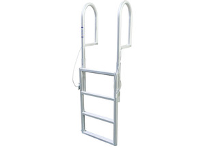 Extreme Max - Premium Alum Sliding Retract Dock Ladder For Pool Lake Hot Tub 4step Model W/extra Wide 18in Steps - 3005.3461
