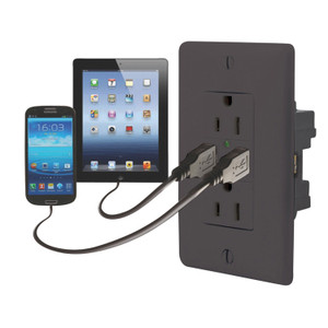 Valterra - 120v Double Usb Charger Double Outlet Black - DG61072VP