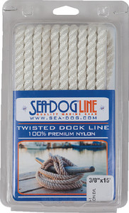Sea Dog - Twisted Nylon Dock Line3/8in X 15ft White - 301110015WH-1