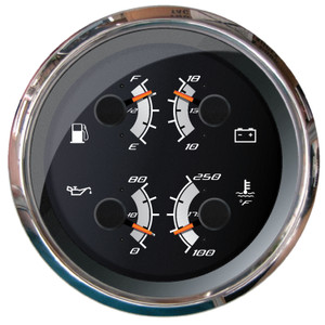 Riverside MFG. - Multifunction Gaugefuel Level Oil Pressure(80 Psi) Water Temp(120220f) Voltmeter(1018 Vdc) 4in - F22014