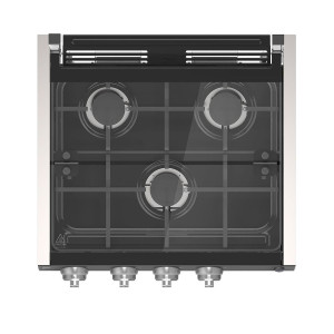 Lippert - Range Cooktop Match W/17in & 21in Range Oven Blk W/led Knobs (painted Slvr) + Wired Grill + Glass - 2021123926