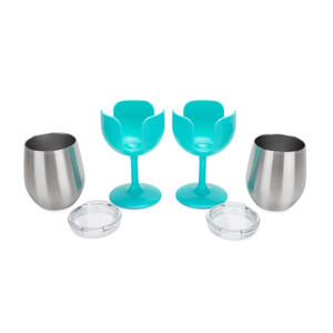 Camco - Libatc Wine Tumbler 2pack 8oz. Blue - 53484