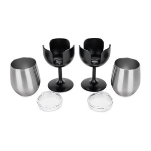 Camco - Libatc Wine Tumbler 2pack 8oz. Black - 53485