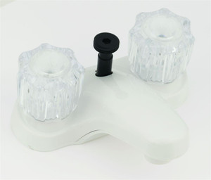 American Brass - 4in Lav Div W/ Cry Hdls Wht - U-YJW73W-E