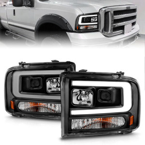 Anzo - 0505 Excursion/0507 F250/f350/f450/f550 Projector Headlights W/light Bar Black Housing - 111551