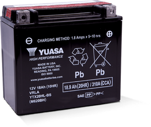 Yuasa Battery - Ytx20hlbs High Performance 12 V Agm Battery (w/ Bottle Of Acid) Made In The Usa - M620BH