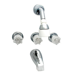 Valterra - Tub/shower Faucet Shower Head Kit 8in 3 Knob Brass Chrome - PF214307