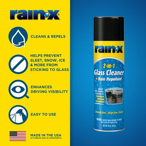Rain-X - Rainx 2in1 Foaming Class Cleaner + Rain Repellent 18oz Aerosol Bottle - 5080233