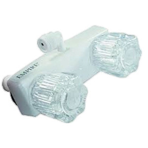American Brass - 4in Nonmetallic Rv Shower Valve With 90 Deg Elbow Vacuum Breaker & Crystal Jewelite Handleswhite - U-YJW9053VBW-A