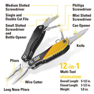 Caterpillar Tools - Multitool Knife & Keychain Light Set 3pcs - 240192