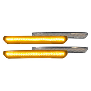 Recon Truck Accessories - 20c Sierra 2500/3500 Fender Lenses(4pc) Clear Lens W/ Chrome Trim White Led Lights(sngl/dually) - 264230WHCL