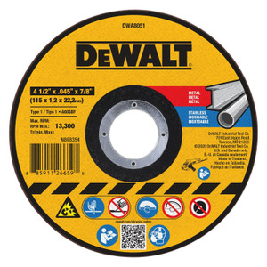 DeWalt Tools - 4.5 X .045 X 7/8in Flat Disc Cutting Wheel25 Pack - DWA8051