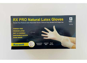 Raxwell Industries - Rx Pro Latex Disposable Gloves 8.5 Mil  100 Count Per Box Natural Color Size S - RXL70001