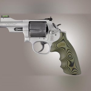 Hogue S&W K&L Frame Round Butt Conversion Finger Grooves Smooth G10 G-Mascus (Green Lava) - 19168