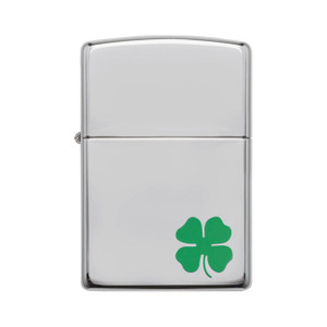 Zippo Windproof Lighter A Bit O' Luck Clover High Polish Chrome - 24007