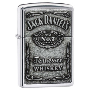 Zippo Windproof Lighter Jack Daniel's Label-Pewter Emblem High Polish Chrome - 250JD.427