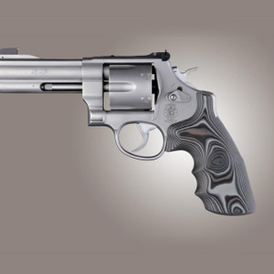 Hogue S&W N Frame Round Butt Conversion with Finger Grooves Smooth G10 - G-Mascus (Black/Gray) - 25167