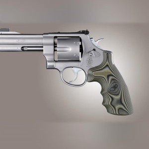 Hogue S&W N Frame Round Butt Grips Convert Finger Grooves G10 G-Mascus (Green Lava) - 25168