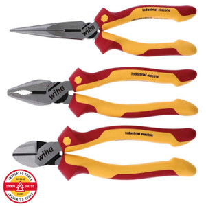 Wiha Insulated Industrial Pliers-Cutters Set - 3 Piece Set - 32981