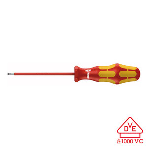 Wera VDE Insulated Screwdriver: Slotted 4.0mm x 100mm (with Lasertip) - 5006115001