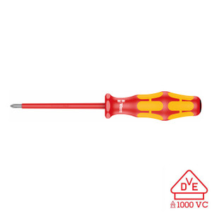 Wera VDE Insulated Screwdriver: Pozidriv PZ #0 x 80mm (without LaserTip) - 5006160001