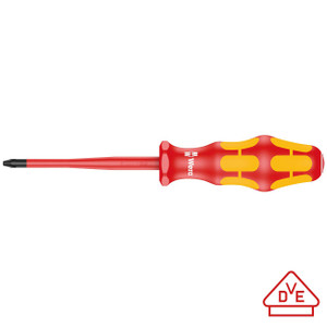 Wera VDE Insulated Screwdriver: Phillips PH #2 x 100mm (Reduced Shaft Diameter) - 5006451001