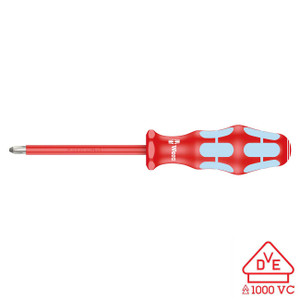 Wera VDE Insulated Stainless Steel Screwdriver: PH #1 x 80mm with LaserTip - 5022733001