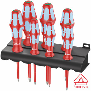 Wera VDE Insulated Stainless Steel TORX Screwdriver Set with Rack (7 Piece Set) - 5022767001