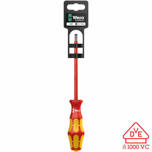 Wera Screwdriver: VDE Insulated Slotted 5.5 x 125mm with Lasertip (On Hang-Tag) - 5100004001