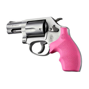 Hogue S&W J-Frame OverMolded Rubber Bantam Style Grips with Finger Grooves (Pink) - 61007