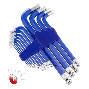 Powerbuilt Blue Metric Long Arm Magnetic Hex Key Wrench Set (13 Piece Set) - 941642