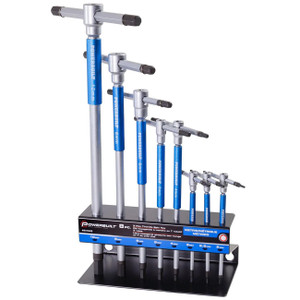 Powerbuilt Metric T-Handle Hex/Allen Key Wrench Set with Storage Rack (8 Piece Set) - 941645