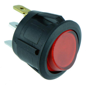 Nippon Round Rocker Switch with Red LED Illumination (10 pack) - EC1215