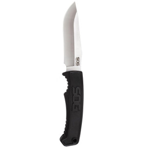 Field Knife Fixed 4" Satin Plain Clip Point Blade Thermoplastic Rubber Handles GRN Sheath - FK1001-CP