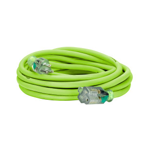 Flexzilla Pro Extension Cord 12/3 AWG SJTW 25' Outdoor Lighted Plug ZillaGreen - FZ512825