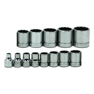 Williams 3/8" Drive Shallow SAE Socket Set on Clip Rail 12-Point (13 Piece) - JHWWSB-13RC