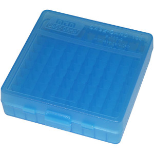 MTM Ammo Box 100 Round Flip-Top 9mm 380 ACP Clear Blue - P-100-9-24