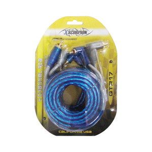 XScorpion 17Ft. 4-Channel Triple Shielded RCA Cable (Blue/Gray) - QTR17
