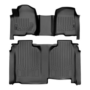 Smartliner Floor Liners Front/2nd Row 2019-2025 Silverado Crew Cab with Transmission Hump (Black) - SA0401/B0457
