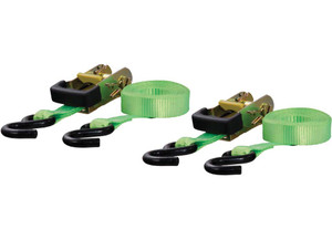 Curt - (2 Pack)ratchet Strap 3300/1100 16ft X 1in Lime Green W/rubber Coated Shooks - 83028