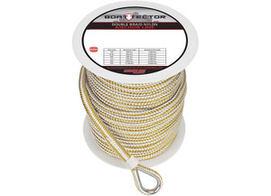 Extreme Max - Exmax Braided Nylon Anchor Line W/thimble 3/8x200' White/gold - 3006.2249