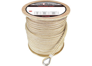 Extreme Max - Boattector Premium Double Braid Nylon Anchor Line With Thimble 5/8in X 600ft White & Gold - 3006.2282