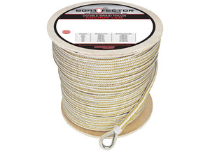 Extreme Max - Boattector Premium Double Braid Nylon Anchor Line With Thimble 1/2in X 800ft White & Gold - 3006.2376