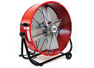 Maxx Air Fan - 24in 2 Fan Speeds Drum Fan In Red With Snapon Wheels - BF24TFREDUPS