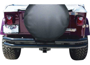 Rampage - 7605 Wrangler Black Rear Double Tube W/hitch W/cutout For Spare Tire - 7648