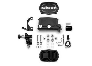 Wilwood - Compact Tandem Master Cylinder Kit W/ Bracket & Valve Aluminum Black - 261-14964-BK