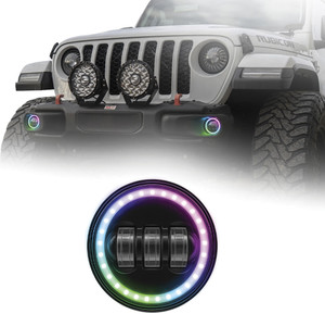 XK Glow - 0718 Wrangler Jk/ Jl/ Jt Xkmax 4in Led Fog Light Kit With Rgb Chasing Halo & App Control - MX-JFOG